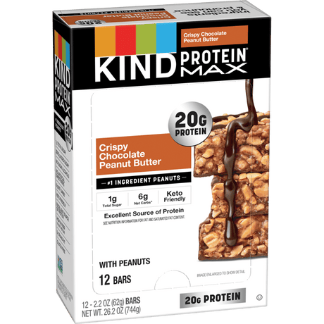 Barres protéinées KIND Protein Max - Beurre de cacahuètes croustillant au chocolat / 12 mesures