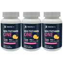 Three bottles of Bariatric Pal Multivitamin One, featuring chewable orange citrus tablets, each labeled with 30 tablets, 45 mg of iron, and essential vitamins A, B, C, D, E, and K.