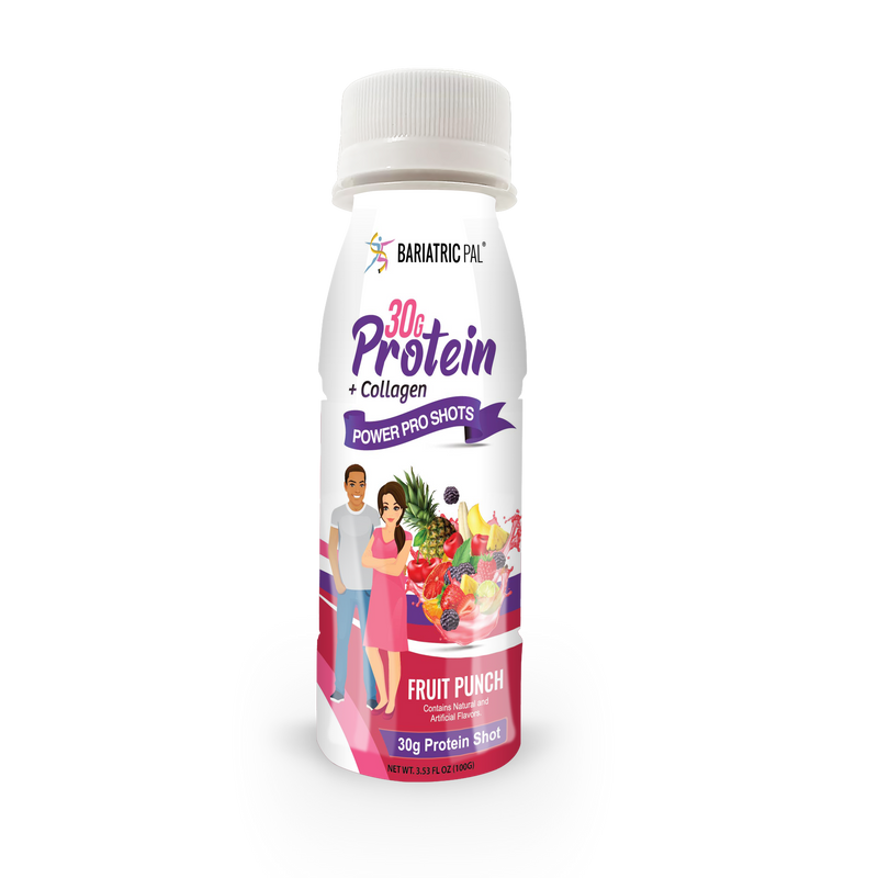 BariatricPal 30g Whey Protein & Collagen Power Pro Shots - Fruit Punch