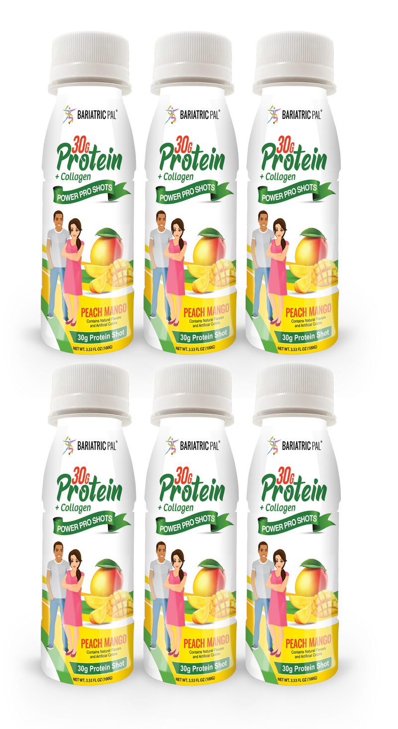 BariatricPal 30g Whey Protein & Collagen Power Pro Shots - Peach Mango