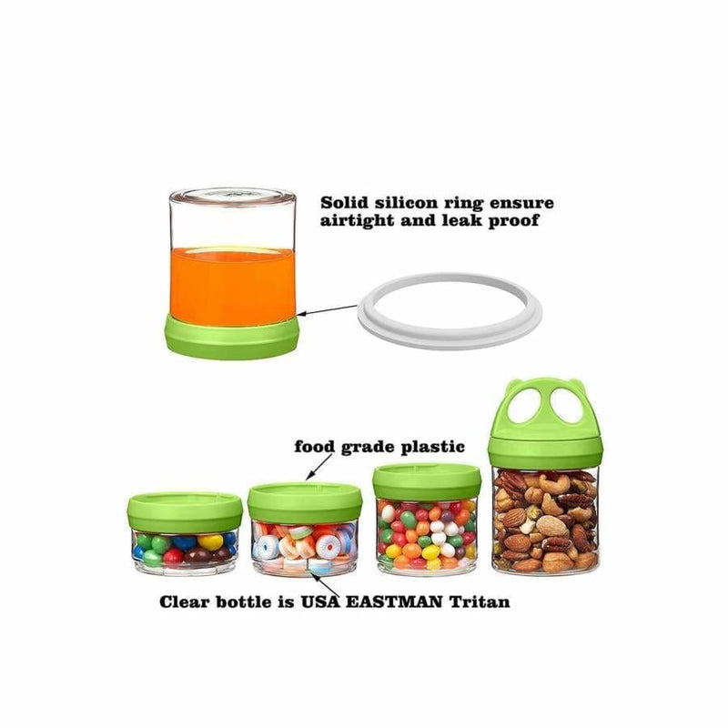 4 Compartment Twist Lock, Stackable, Leak-Proof, Food Storage, Snack Jars & Portion Control Lunch Box by BariatricPal - Variety Pack