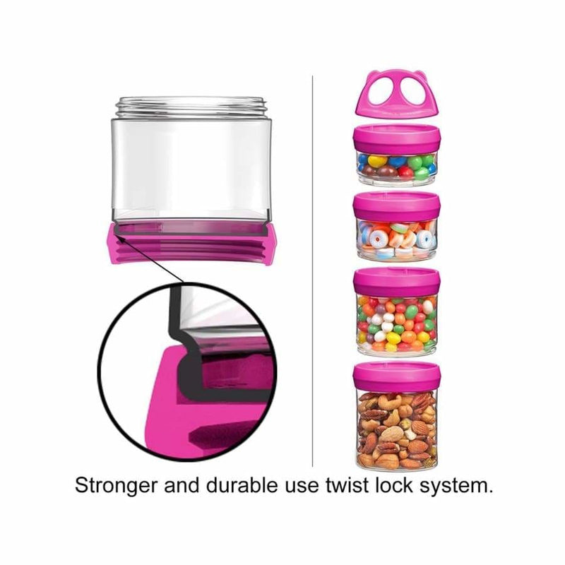 4 Compartment Detachable, Stackable, and Portion Controlled Food & Powder Storage Containers by BariatricPal (blue-teal)