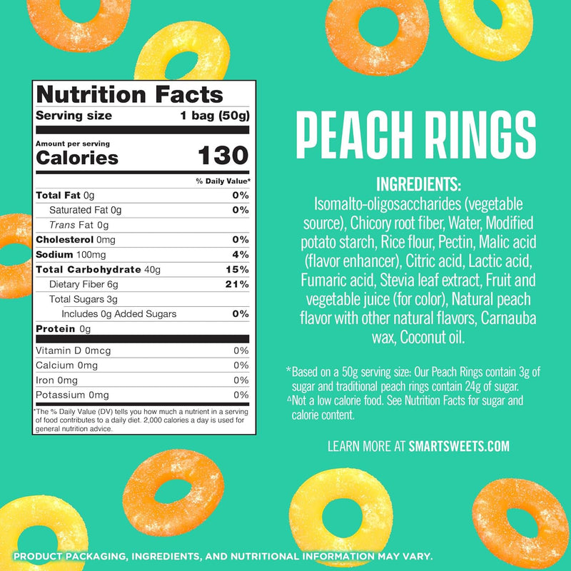 Smart Sweets Peach Rings 50g (1.8 oz)