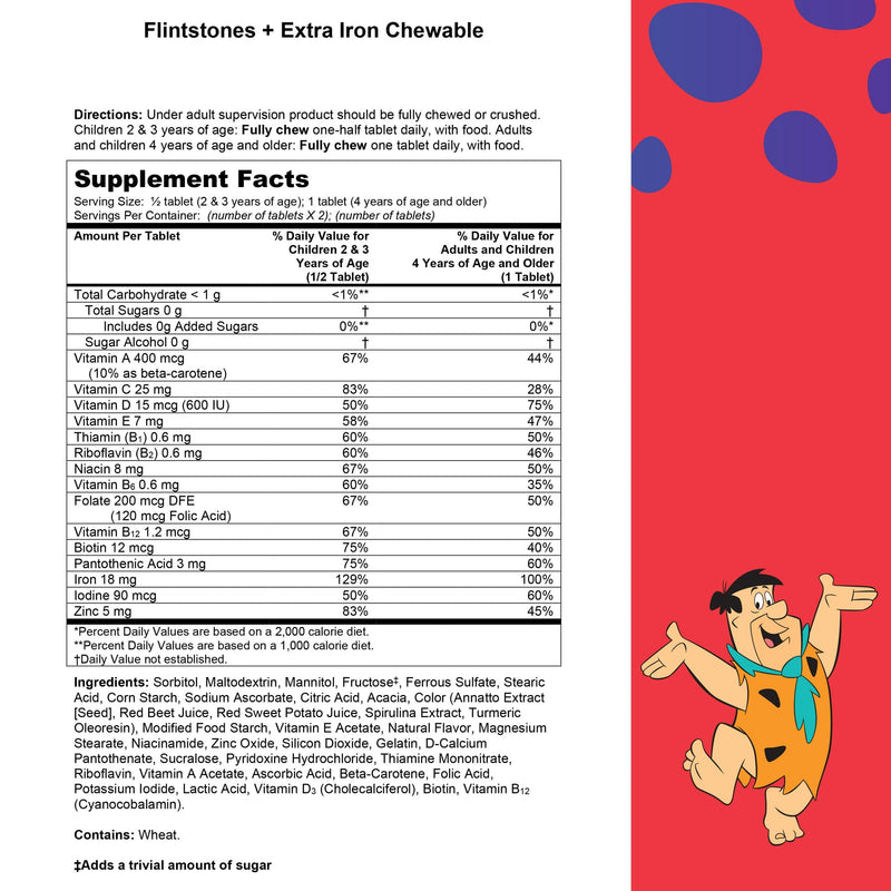 Flintstones Plus Extra Iron Chewables Multivitamin