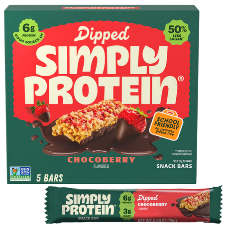 Barres collation trempées SimplyProtein, boîte de 5 barres - Chocobaie