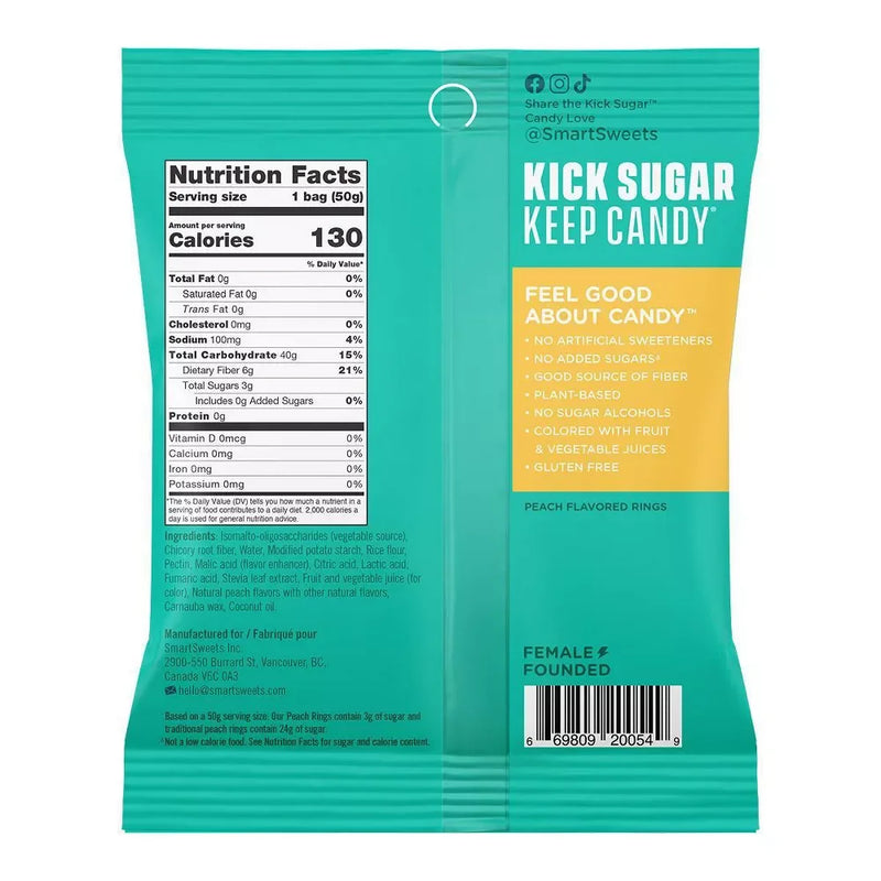 Smart Sweets Peach Rings 50g (1.8 oz)