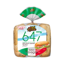 A package of Old Tyme Italian hoagie rolls displays the product name and nutritional information, highlighting 40% fewer calories and 17 grams of fiber per serving, with a total of six rolls inside.