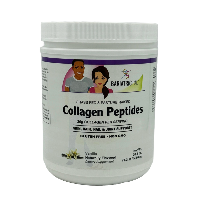 Collagen Peptides Powder (Hydrolyzed Type 1 & 3, Grass Fed) Skin, Hair, Nail & Joint Support by BariatricPal - Vanilla