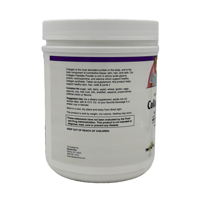 Collagen Peptides Powder (Hydrolyzed Type 1 & 3, Grass Fed) Skin, Hair, Nail & Joint Support by BariatricPal - Vanilla