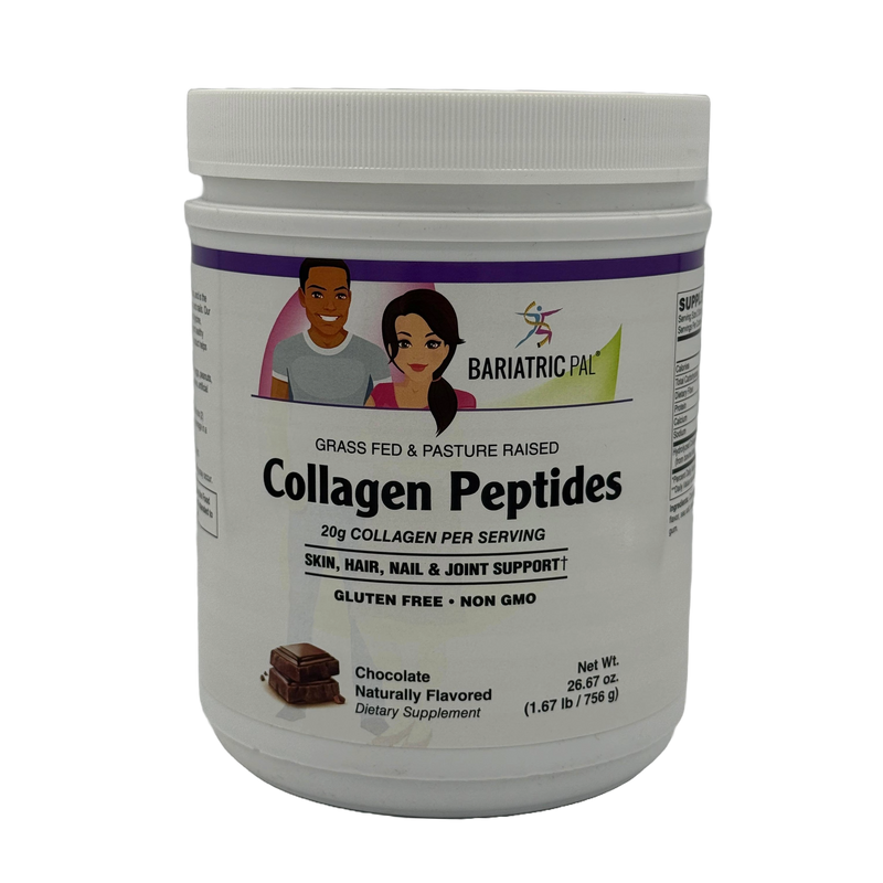 Collagen Peptides Powder (Hydrolyzed Type 1 & 3, Grass Fed) Skin, Hair, Nail & Joint Support by BariatricPal - Chocolate