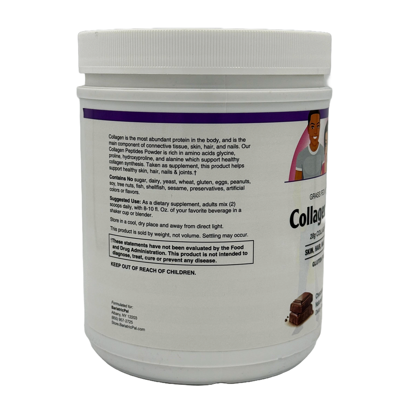 Collagen Peptides Powder (Hydrolyzed Type 1 & 3, Grass Fed) Skin, Hair, Nail & Joint Support by BariatricPal - Chocolate