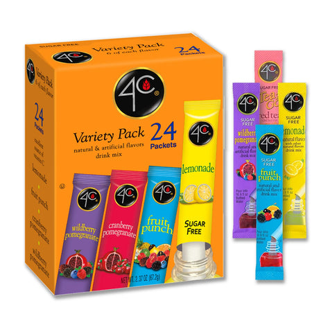 4C Sobres de Mezcla para Bebidas sin Azúcar - Paquete variado extra (caja de 24 sticks) / Una caja