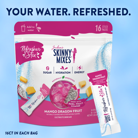 Jordan's Skinny Mixes Refresher Stix, 16 unidades - Mango Dragon Fruit