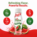Inspire Watermelon Power Pro Shot with 30 grams of protein plus collagen in a 3-fluid-ounce serving.