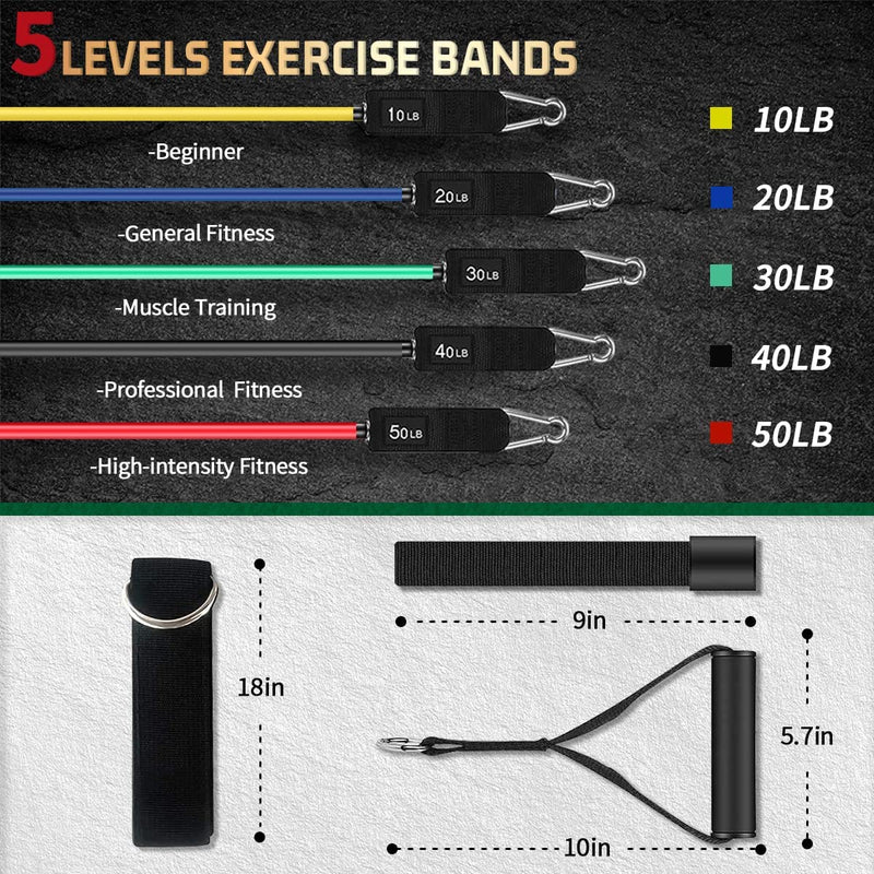 Elastic band exercises divided into three levels of progression.