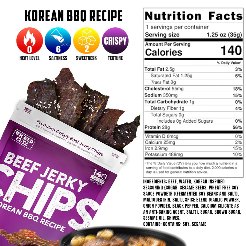 High Protein Beef Jerky Chips by Wicked Cutz