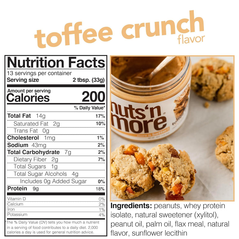 Nuts 'n More Protein Peanut Spread, Toffee Crunch 16 oz.