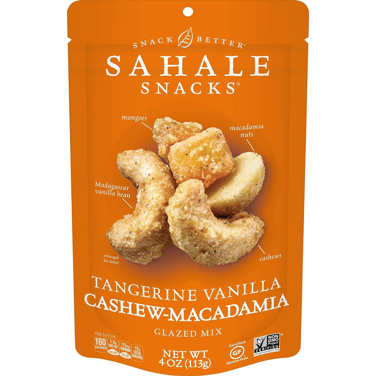 Sahale Snacks Tangerine Vanilla Cashew Macadamia Glazed Mix 4oz