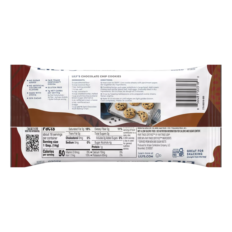 lilys white chocolate chips Lily's Dark Chocolate Style Baking Chips, 9 oz bag by Lily's Sweets