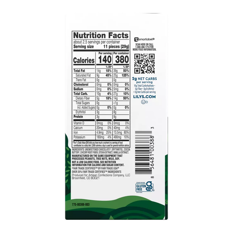 Lily's Sweets No Sugar Added 85% Dark Chocolate Bars