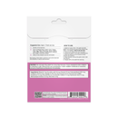 The back of a product package displays usage instructions and ingredient details for a skin patch, emphasizing daily application, skin sensitivity precautions, and a list of active components.