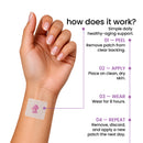Anti-Aging Complete Patch with folate, selenium, vitamins, algae oil, trans-resveratrol and CoQ10 to support healthy hair, skin and nails. Hypoallergenic fabric; how to apply your patch.