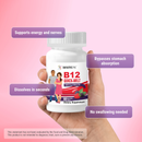 BariatricPal B12 Quick-Melt 1,000 mcg berry-flavored tablets for daily energy and immune support. Take one quick-melt tablet daily; 90-count bottle.