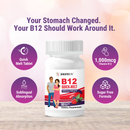 BariatricPal B12 Quick-Melt 1,000 mcg berry-flavored tablets for daily energy and immune support. Take one quick-melt tablet daily; 90-count bottle.