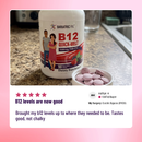 BariatricPal B12 Quick-Melt 1,000 mcg berry-flavored tablets for daily energy and immune support. Take one quick-melt tablet daily; 90-count bottle.