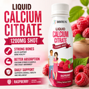 Raspberry Liquid Calcium Citrate Shot with 1,200 mg of calcium citrate in a 3.33-fluid-ounce serving.