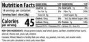 Nutrition facts label detailing serving size, calories, and nutrient content, including total fat, carbohydrates, protein, and ingredients for a food product, emphasizing non-GMO components.
