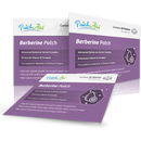 Three packages of PatchAid's Berberine Patch are displayed, featuring purple backgrounds with text highlighting its benefits for metabolic and wellness support, and containing 30 patches each.