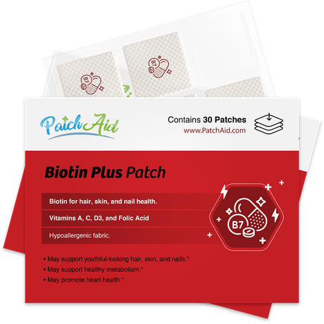 Patch transdermique Biotine Plus Vitamines pour cheveux, peau et ongles par PatchAid