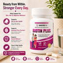 BariatricPal Biotin Plus supports healthy skin and hair along with balanced intestinal flora. Vegetarian and gluten-free with no artificial colors or flavors; 60 capsules.