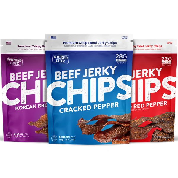 High Protein Beef Jerky Chips by Wicked Cutz