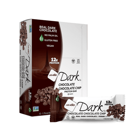 NuGo Dark Barritas, 12 Barritas - Chocolate con chispas de chocolate