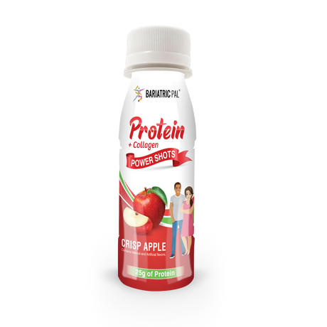 BariatricPal 25g Whey y Colágeno Proteína Completa Power Shots - Manzana Crujiente - Una botella