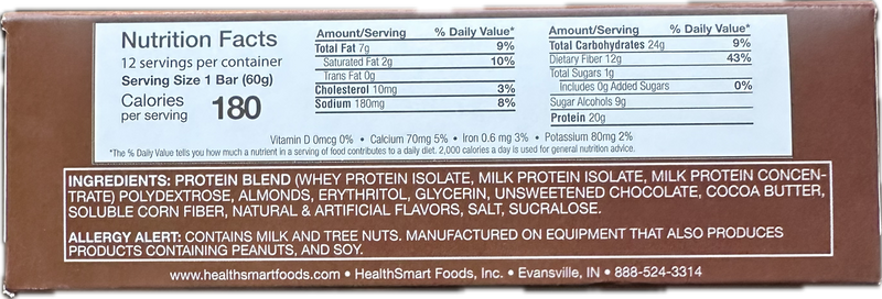 Healthsmart At Last! Uncoated Protein Bars