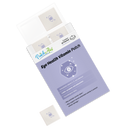 A box of Eye Health Vitamin Patches is shown, featuring a purple label with details about its ingredients and benefits, alongside one patch displayed outside the box.