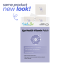 A box of PatchAid Eye Health Vitamin Patches displays a new design, featuring a light purple background, product details, and a note about antioxidants and benefits for vision health.