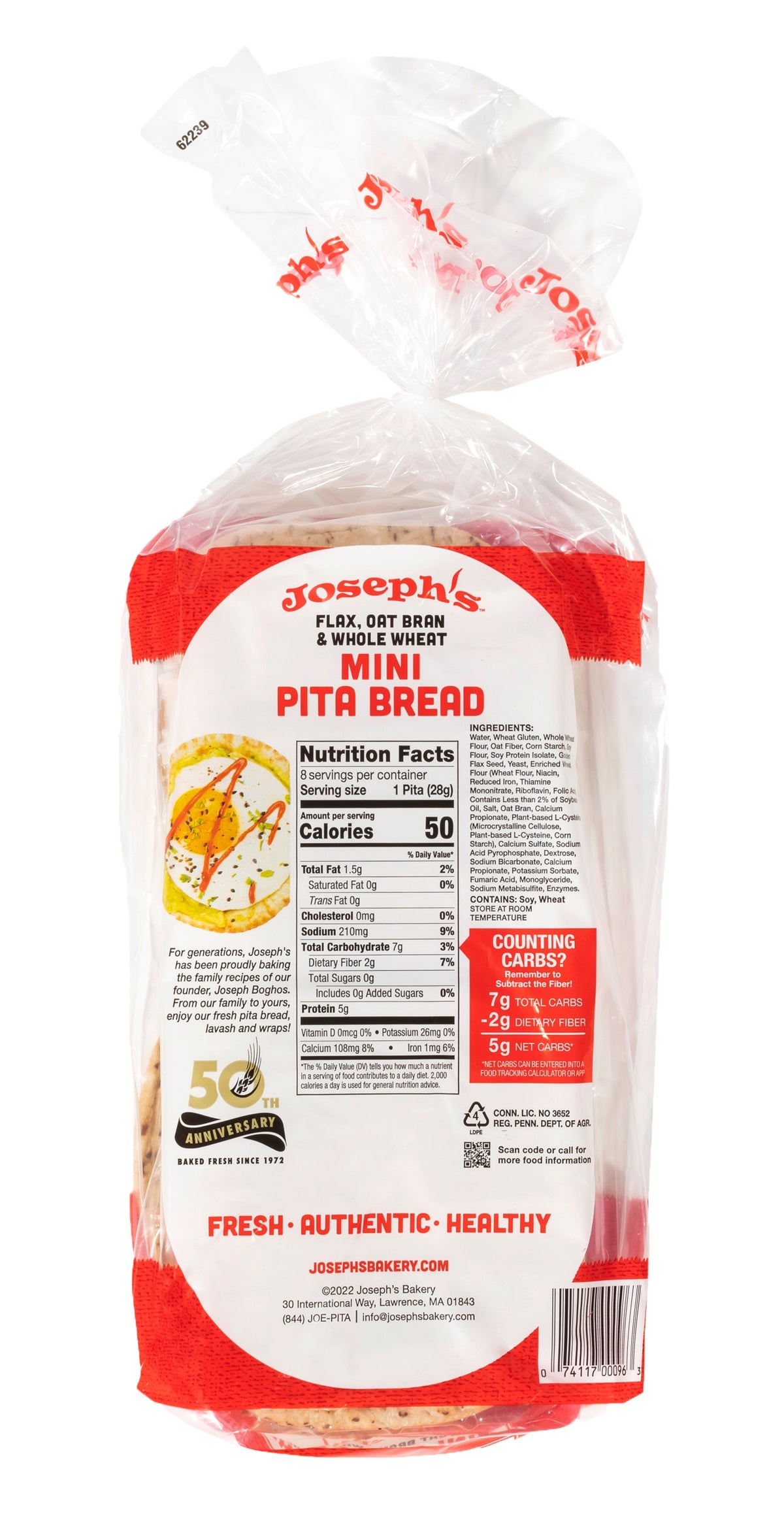 Joseph's Bakery Flax Oat Bran & Whole Wheat Mini Pita Bread by Joseph's Bakery Flax Oat Bran & Whole Wheat Mini Pita Bread by