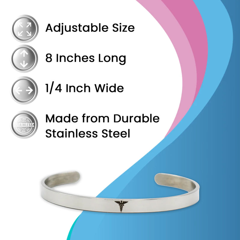 Gastric Surgery Stainless Steel Medical Alert Bracelet Cuff by BariatricPal