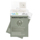 A package of PatchAid Headache Support Patches, featuring a green design with a profile illustration, highlights benefits like headache relief and contains 30 patches with ingredients like ashwagandha and Coenzyme Q10.