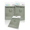 Three packages of PatchAid Headache Support Patches are displayed, featuring a green background, product title, and benefits, emphasizing stress-free headache relief with ingredients like ashwagandha and Coenzyme Q10.