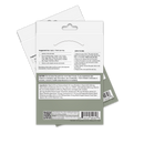 The back of a skincare patch package displays usage instructions, ingredients, and cautionary notes, featuring a clean design with text in various sections and a barcode at the bottom.
