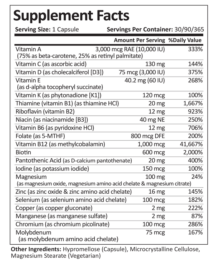ProCare Health "1 per Day!" Bariatric Multivitamin Capsule - Iron Free