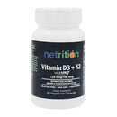 Vitamin D3 + K2 5000IU/100mcg by Netrition,  60 vegetarian capsules