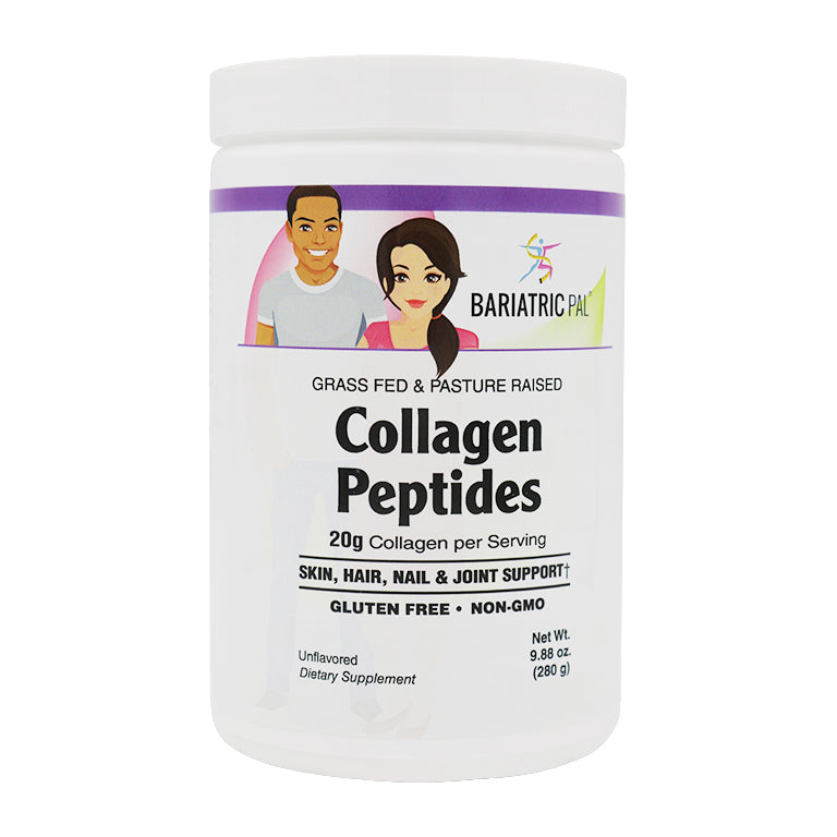 Collagen Peptides Powder (Hydrolyzed Type 1 & 3, Grass Fed) Skin, Hair, Nail & Joint Support by BariatricPal - Unflavored & Unsweetened