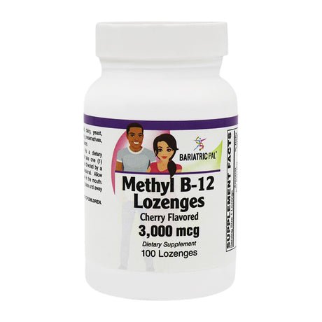 Metil B-12 (3,000 mcg) con Biotina, B6 y Folato - Pastillas Masticables con Sabor a Cereza de BariatricPal