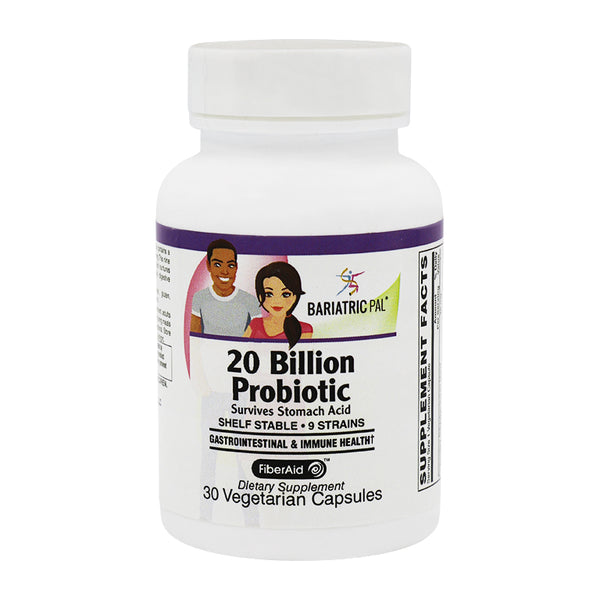 Prebiotic & Probiotic 20 Billion CFU Gastrointestinal & Immune Health Capsules with FiberAid™ by BariatricPal